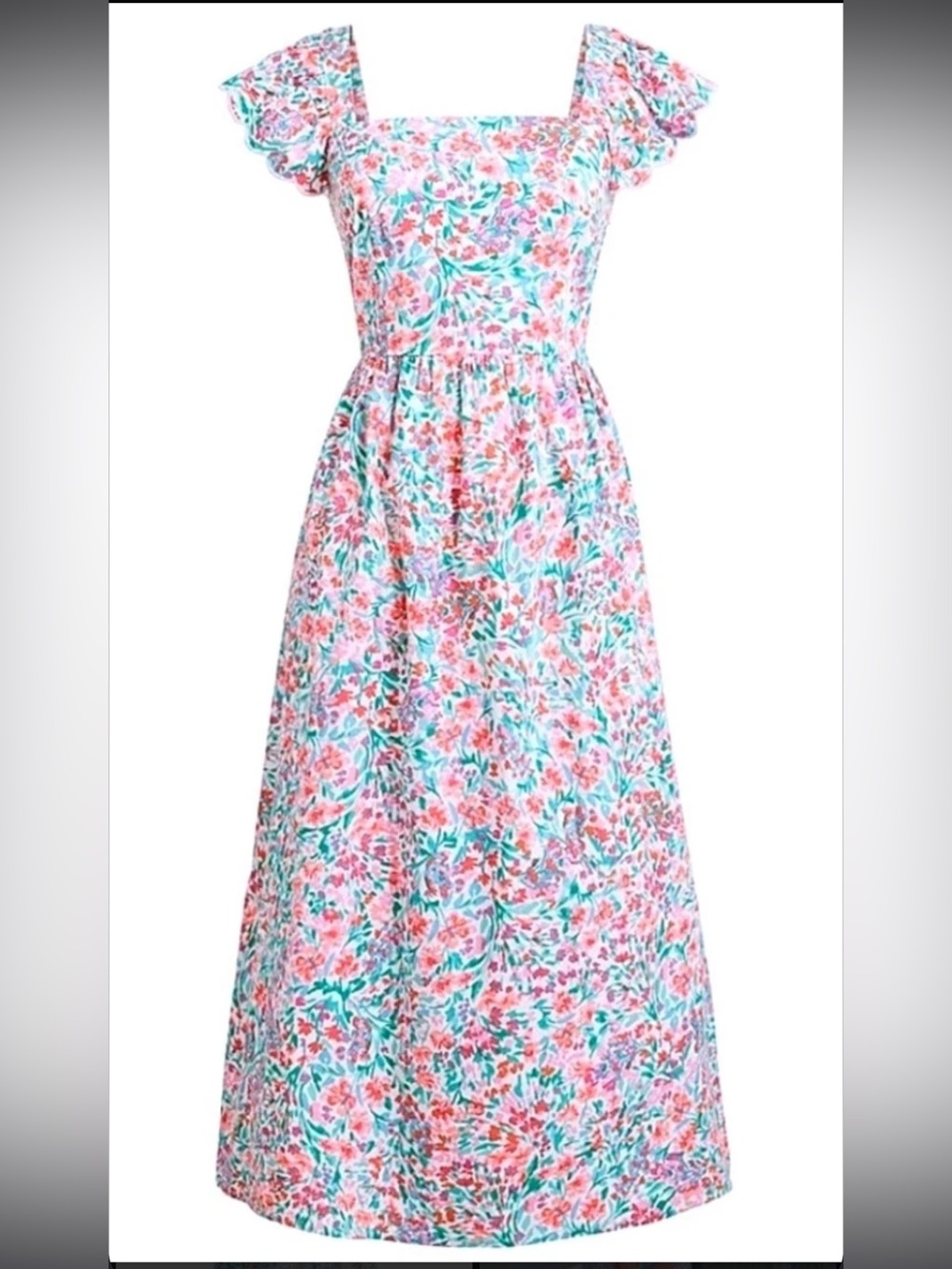 J. Crew Factory Floral Square Neck Midi Dress - Size Small - Picture 5 of 5